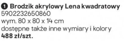 Brodzik akrylowy Lena kwadratowy promocja w Castorama