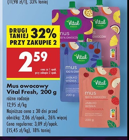 Mus jabłko-wiśnia- truskawka Vital fresh promocja