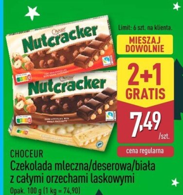 Czekolada Nutcracker biała z całymi orzechami laskowymi promocja w Aldi