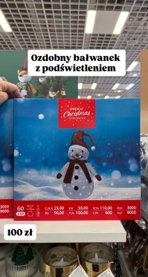Ozdobny bałwanek z podświetleniem LED promocja w Pepco