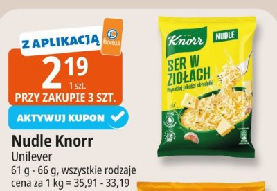 Nudle Knorr ser w ziołach promocja w Leclerc
