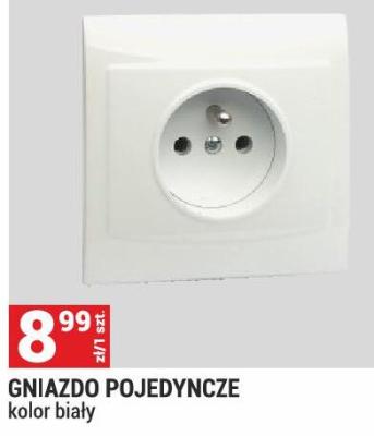Gniazdo pojedyncze kolor biały seria VEGA promocja w Merkury Market