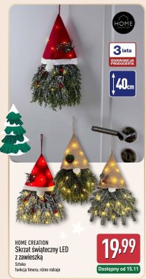 Skrzat świąteczny LED z zawieszką HOME CREATION promocja w Aldi