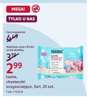 Chusteczki oczyszczające Isana, 3w1, 25 szt. promocja w Rossmann