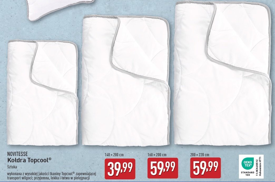 Kołdra top cool 140 x 200 cm Novitesse promocja w Aldi