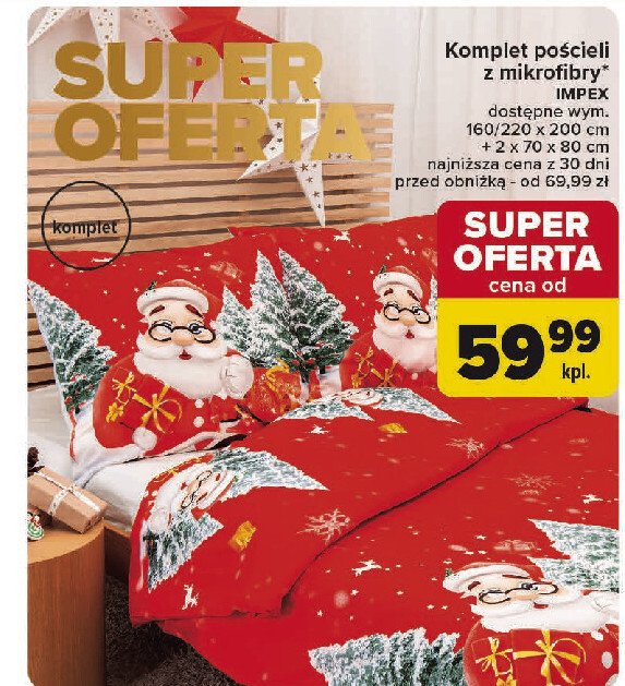 Komplet pościeli mikrofibra 220 x 200 cm + 2 x 70 x 80 cm Impex (pościel) promocja w Carrefour