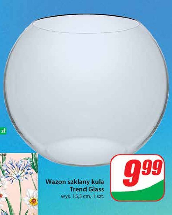 Wazon szklany kula 15.5 cm Trend glass promocja w Dino