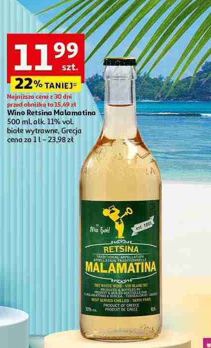 Wino RETSINA MALAMATINA DRY promocja