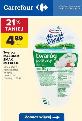 Twaróg półtłusty Mazurski Smak klinek promocja w Carrefour