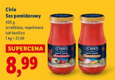 Sos pomidorowy Cirio arriabbiata, napoletana lub basilico promocja w Lidl
