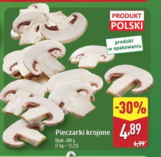 Pieczarki krojone promocja w Aldi