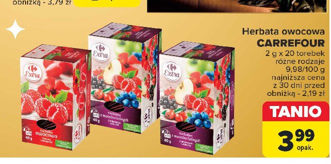 Herbatka malina i hibiskus Carrefour extra promocja