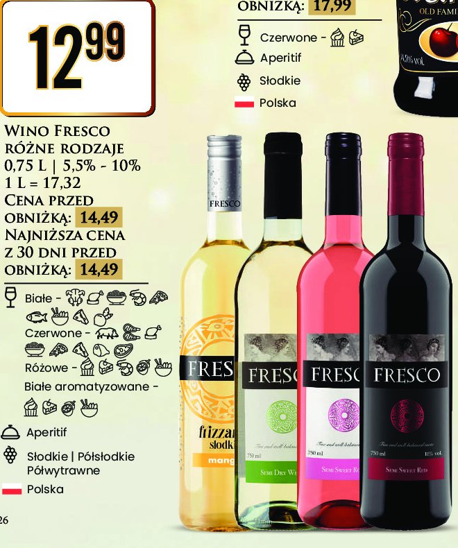 Wino FRESCO FRIZZANTE MANGO promocja w Dino