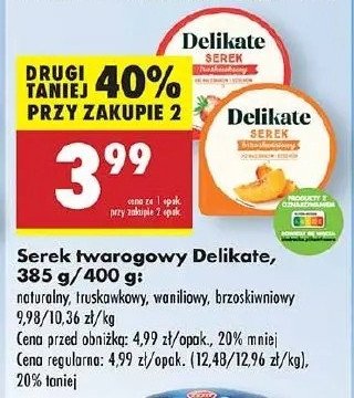 Serek twarogowy brzoskwiniowy Delikate promocja