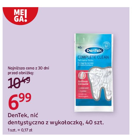 Nic dentystyczna z wykałaczką DENTEK promocja w Rossmann