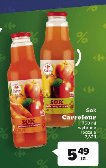 Sok jab艂kowo-gruszkowy Carrefour extra promocja