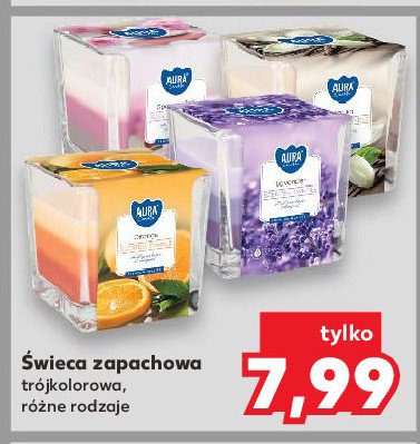 Świeca trójkolorowa vanilla Aura fragrances candles promocja