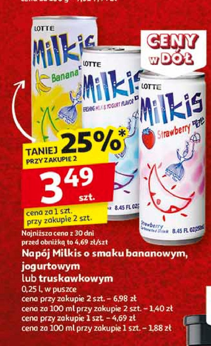 Napój strawberry Milkis promocja w Auchan