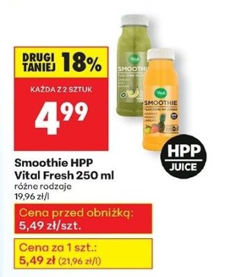 Smoothie HPP różne rodzaje promocja w Biedronka