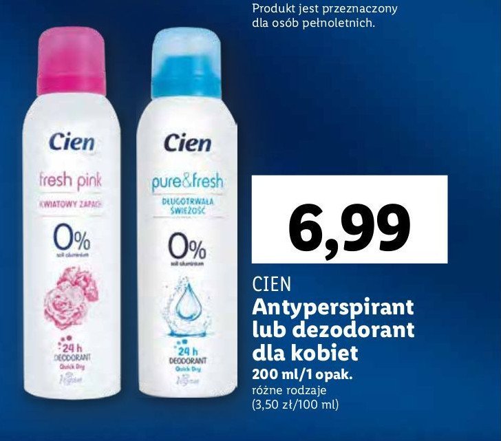 Dezodorant pure & fresh Cien promocja