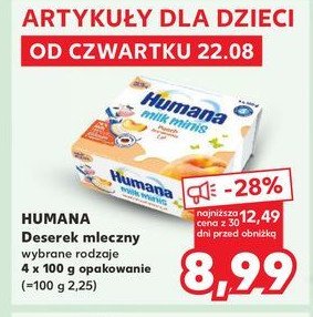 Deserek jogurtowy o smaku brzoskwiniowym HUMANA MILK MINIS promocja