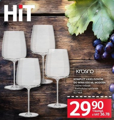 Komplet 4 kieliszków do wina 650 ml Modern Krosno promocja w Selgros