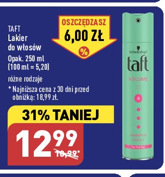 Lakier do w艂os贸w ultra strong Taft volume promocja