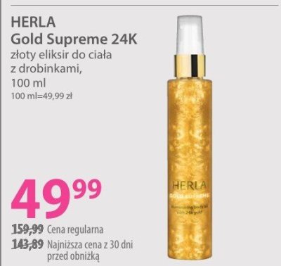 Złoty eliksir do ciała HERLA Gold Supreme 24K z drobinkami promocja w Hebe