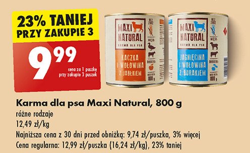 Karma dla psa jagnięcina wołowiną i burak Maxi natural promocja