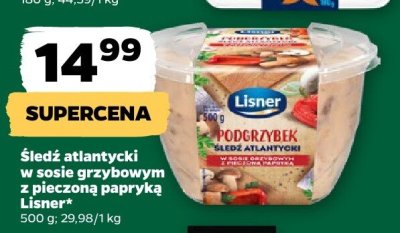 Śledź atlantycki w sosie grzybowym z pieczoną papryką Lisner promocja w Netto