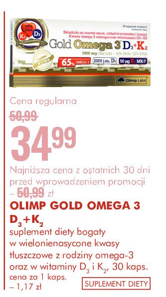 Kapsułki wzmacniające serce i układ krwionośny i kostny Olimp labs gold omega 3 promocja w Super-Pharm