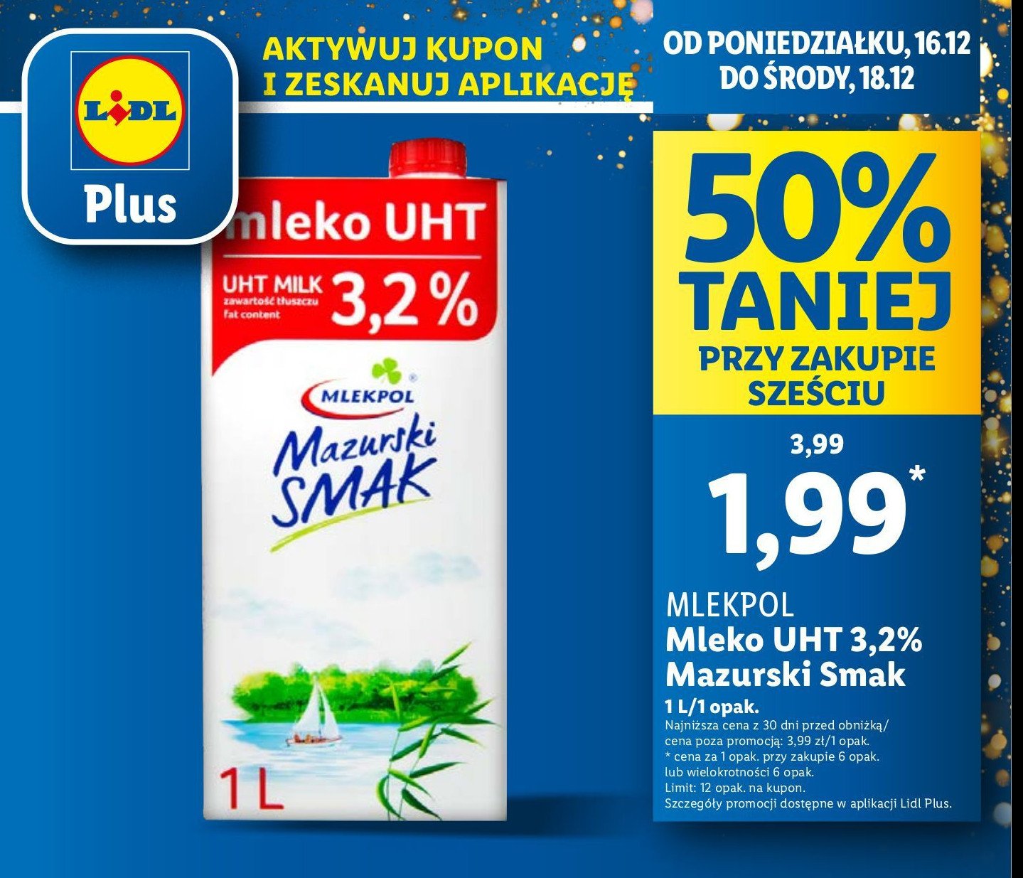 Mleko 3.2% Mazurski smak promocja w Lidl