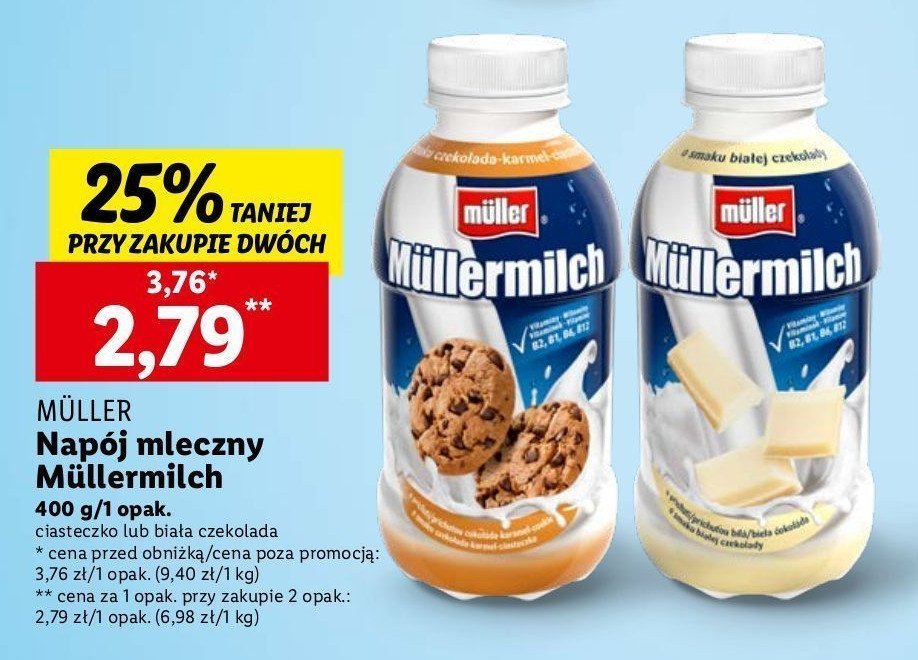 Napój mleczny biała czekolada Mullermilch promocja w Lidl