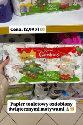 Papier toaletowy ze świątecznymi motywami promocja w Dino