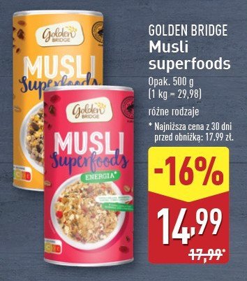 Musli superfoods GOLDEN BRIDGE promocja w Aldi