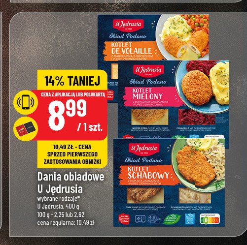 Kotlet de volaille z marchewką groszkiem i puree U jędrusia promocja