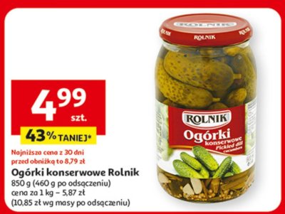Ogórki konserwowe Rolnik promocja w Auchan