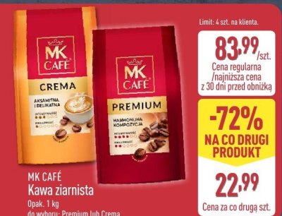 Kawa ziarnista Crema 1 kg promocja w Aldi