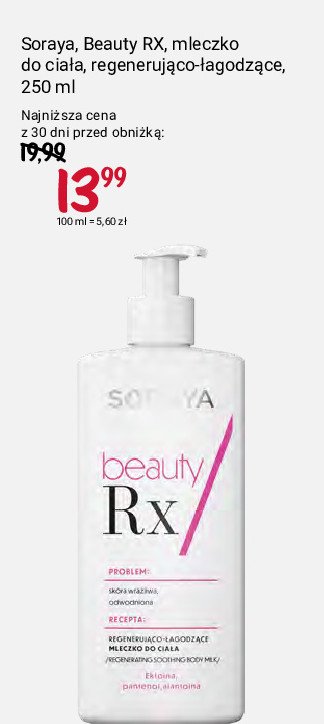 Mleczko do ciała regenerująco-łagodzący Soraya beauty rx promocja
