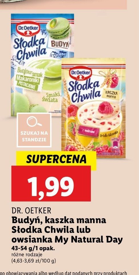 Kaszka manna z kawałkami malin Dr. oetker słodka chwila promocja