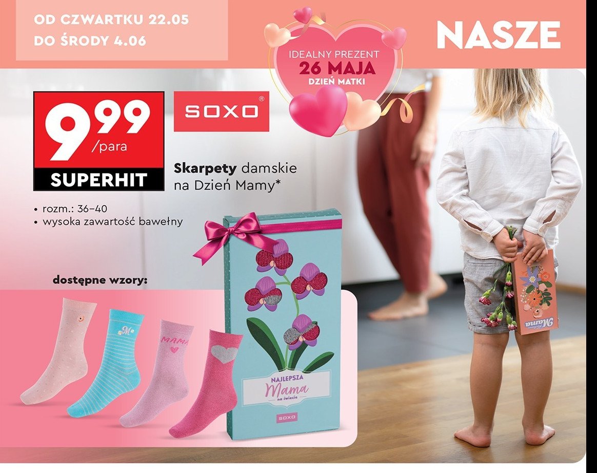 Skarpetki damskie na dzień matki Soxo promocja w Biedronka