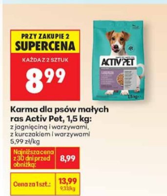 Karma dla psów małych ras z jagnięciną i warzywami 1,5 kg promocja w Biedronka