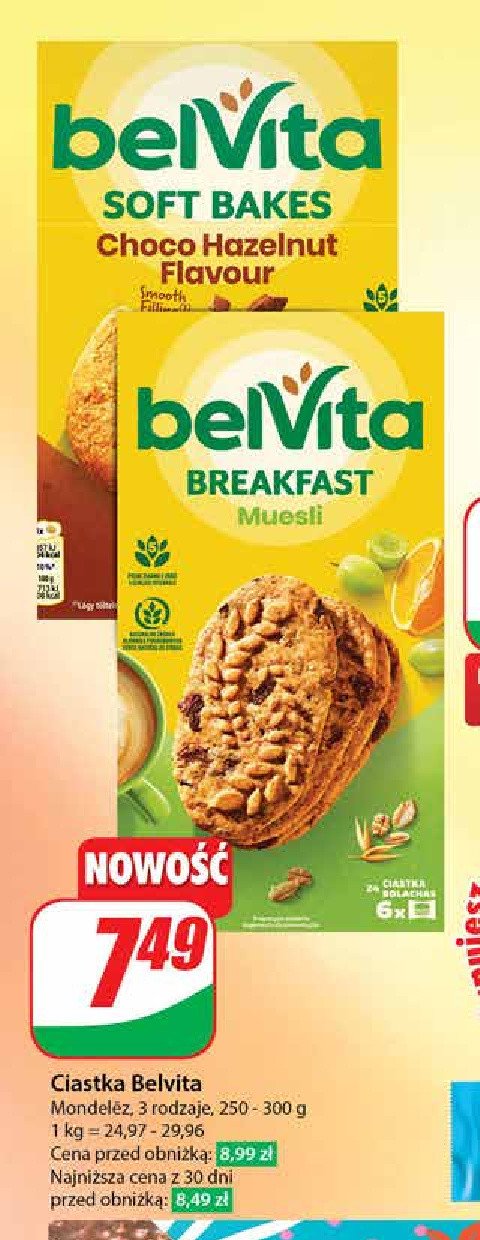 Ciastka czekoladowo-orzechowe BELVITA TARTINKI promocja