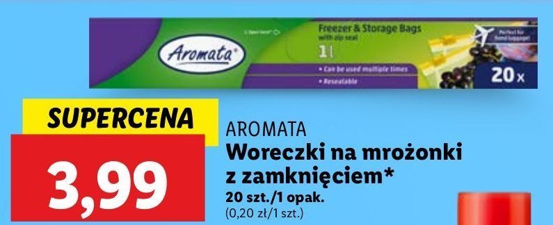 Woreczki na mrożonki z zamknięciem 1l Aromata promocja