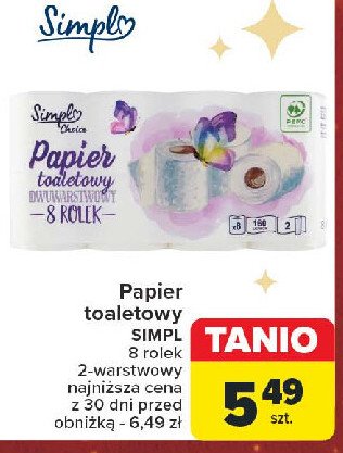 Papier toaletowy dwuwarstwowy Simpl promocja w Carrefour Market