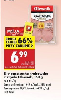 Kiełbasa krakowska sucha z szynki Olewnik promocja