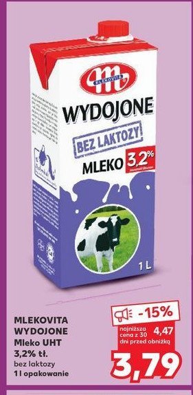 Mleko bez laktozy 3.2% Mlekovita wydojone promocja w Kaufland