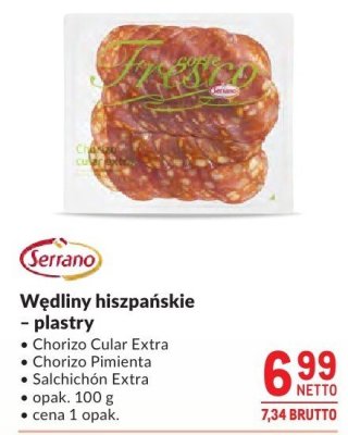 Wędliny hiszpańskie - plastry Serrano Chorizo Cular Extra promocja w Makro