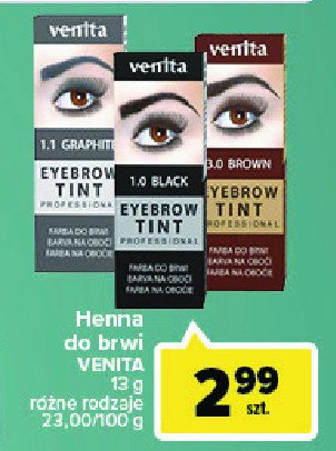 Farba do brwi 1.0 black Venita eyebrow tint professional promocja