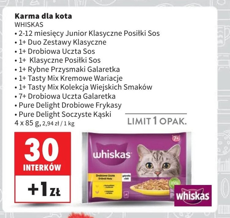 Karma dla kota klasyczne posiłki w sosie Whiskas promocja